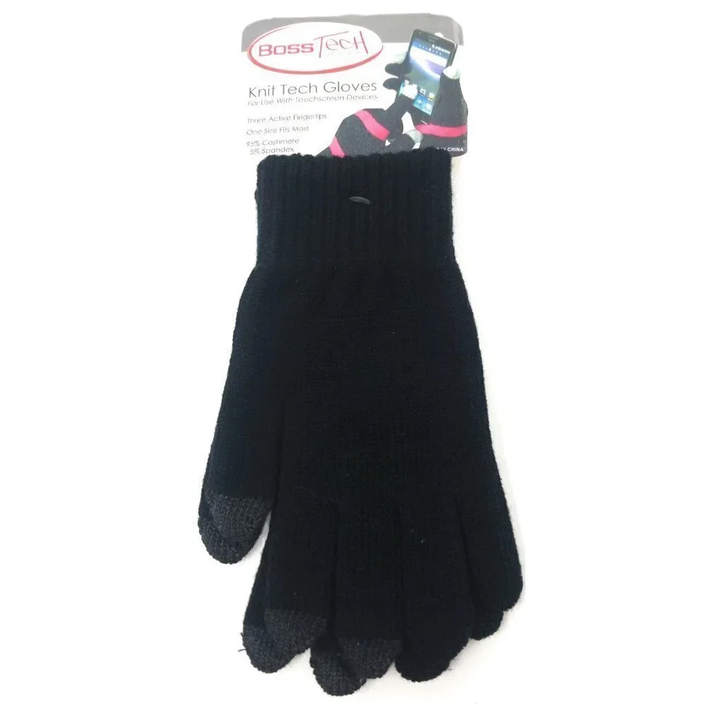 Women Knit Tech Navy Blue Touchscreen Gloves